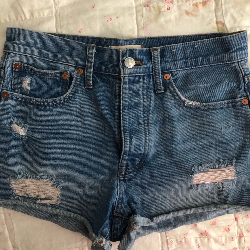 Madewell Blue Distressed denim Women Shorts